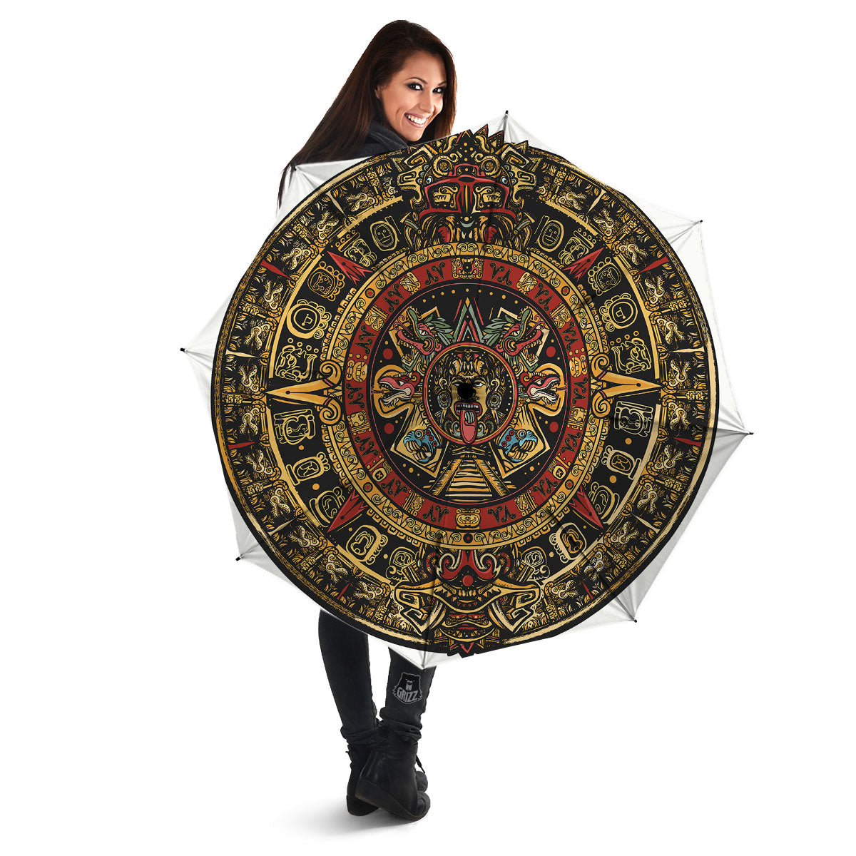 Calendar Mayan Print Umbrella-grizzshop