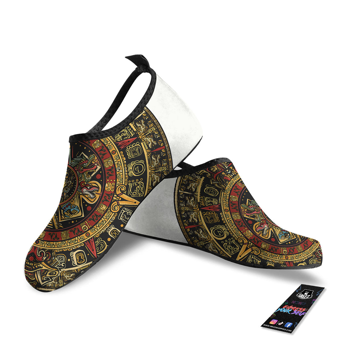 Calendar Mayan Print Water Shoes-grizzshop
