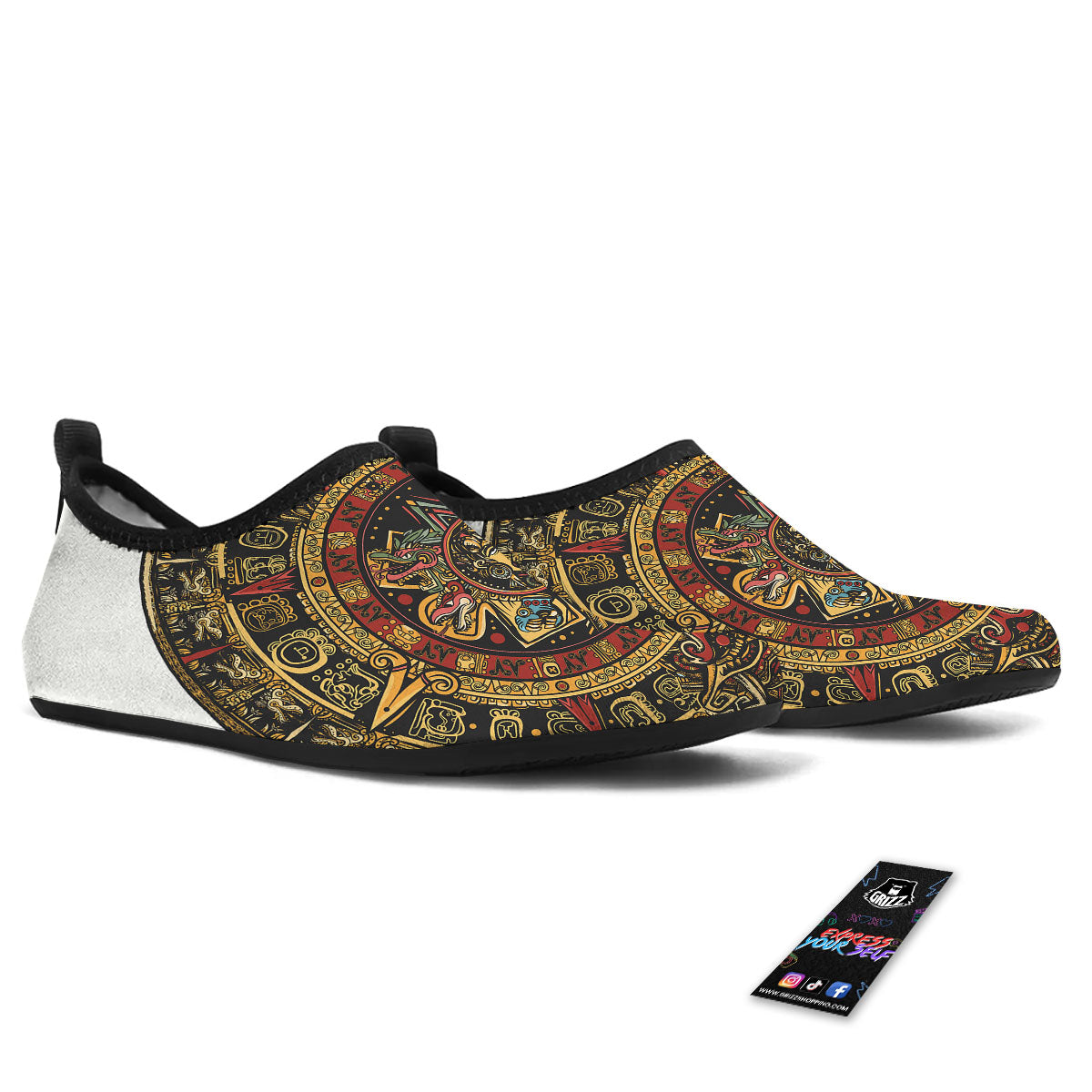 Calendar Mayan Print Water Shoes-grizzshop