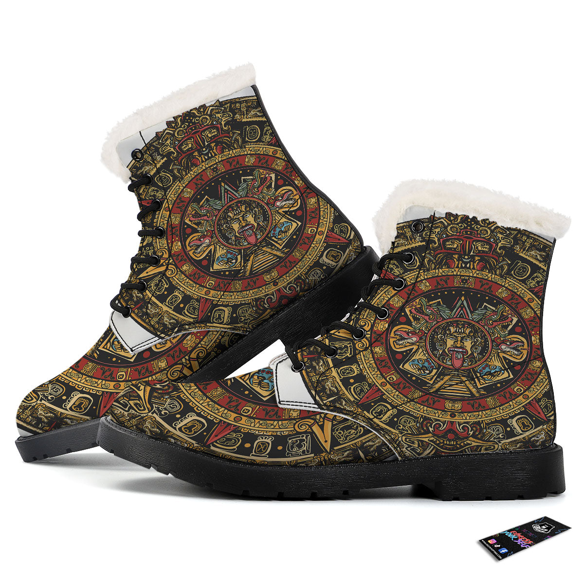 Calendar Mayan Print Winter Boots-grizzshop