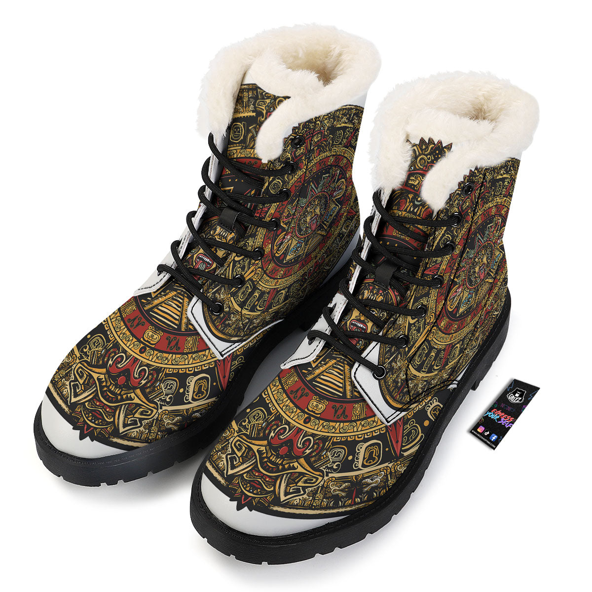 Calendar Mayan Print Winter Boots-grizzshop