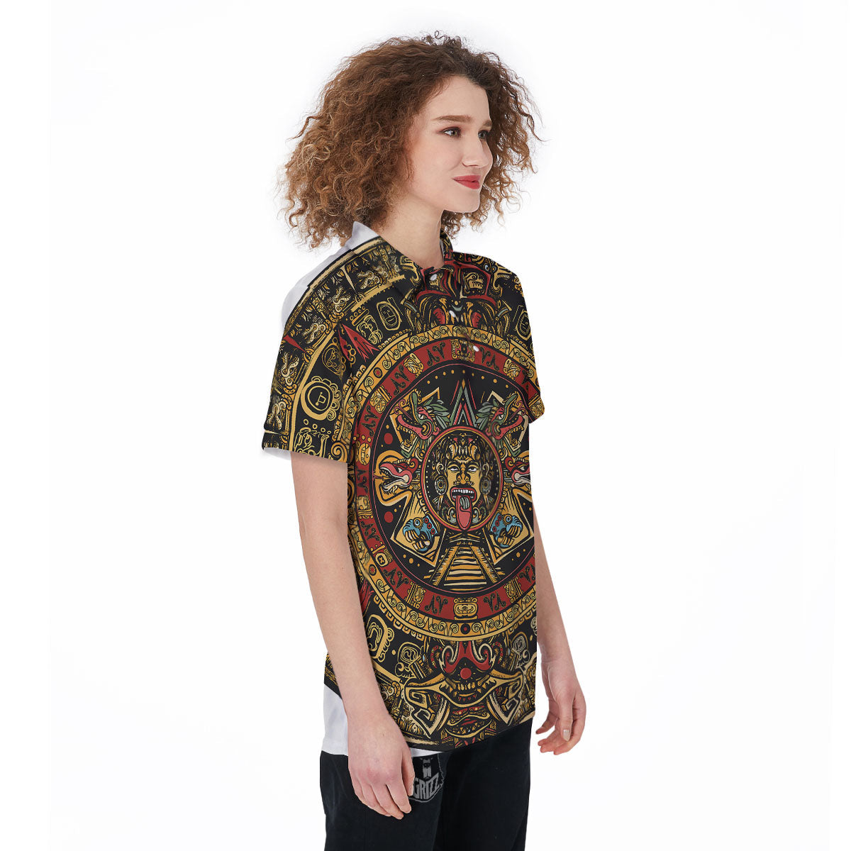 Calendar Mayan Print Women's Golf Shirts-grizzshop