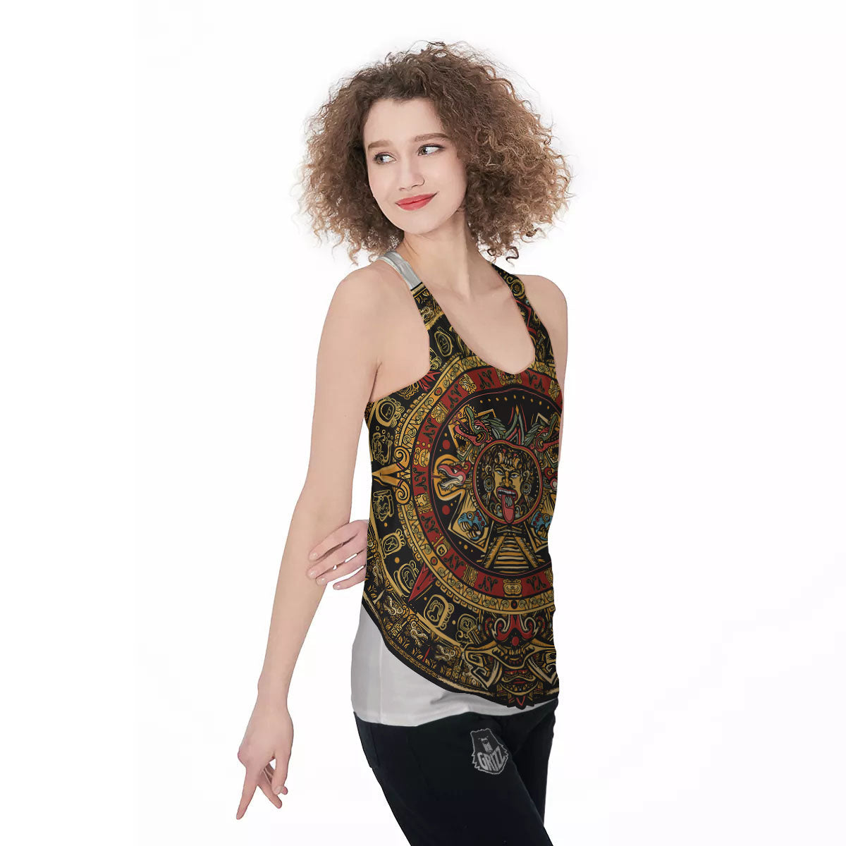 Calendar Mayan Print Women's Racerback Tank Top-grizzshop