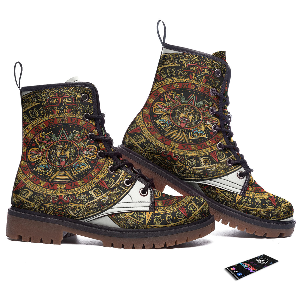 Calendar Mayan Print Work Boots-grizzshop