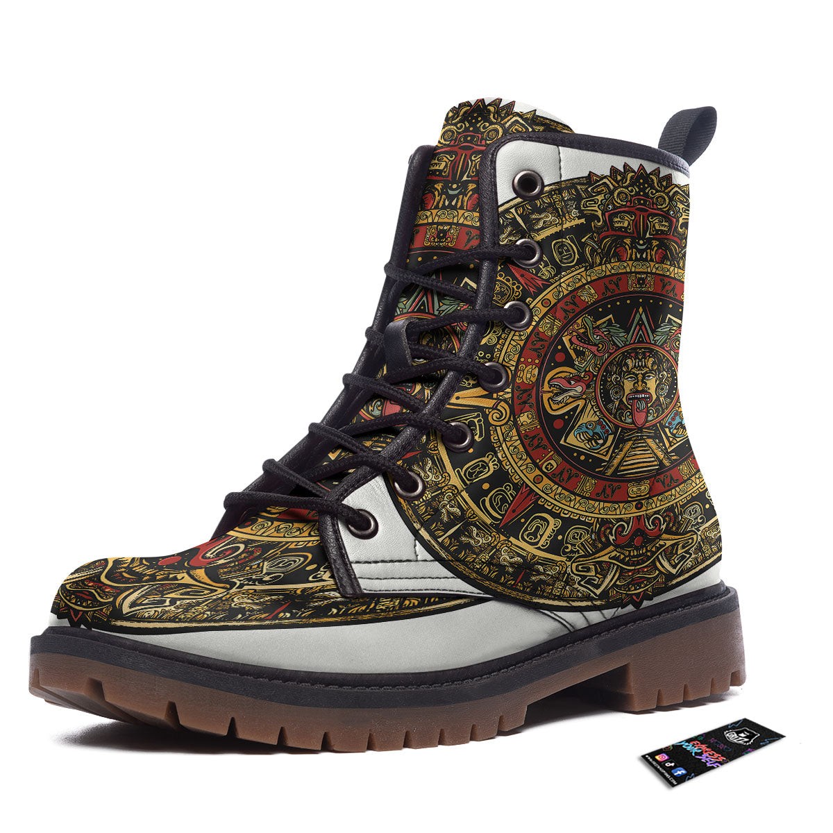 Calendar Mayan Print Work Boots-grizzshop
