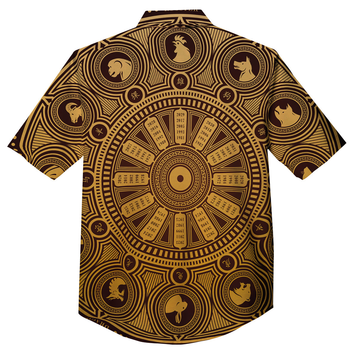 Calendar Signs Chinese Zodiac Print Button Up Shirt-grizzshop