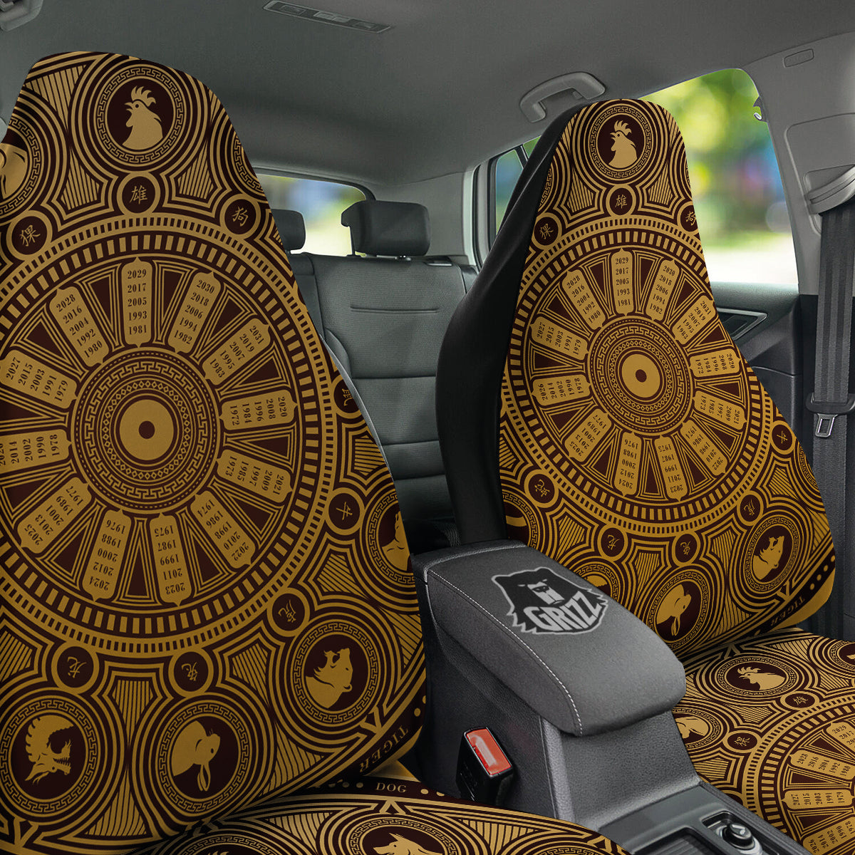 Calendar Signs Chinese Zodiac Print Car Seat Covers-grizzshop