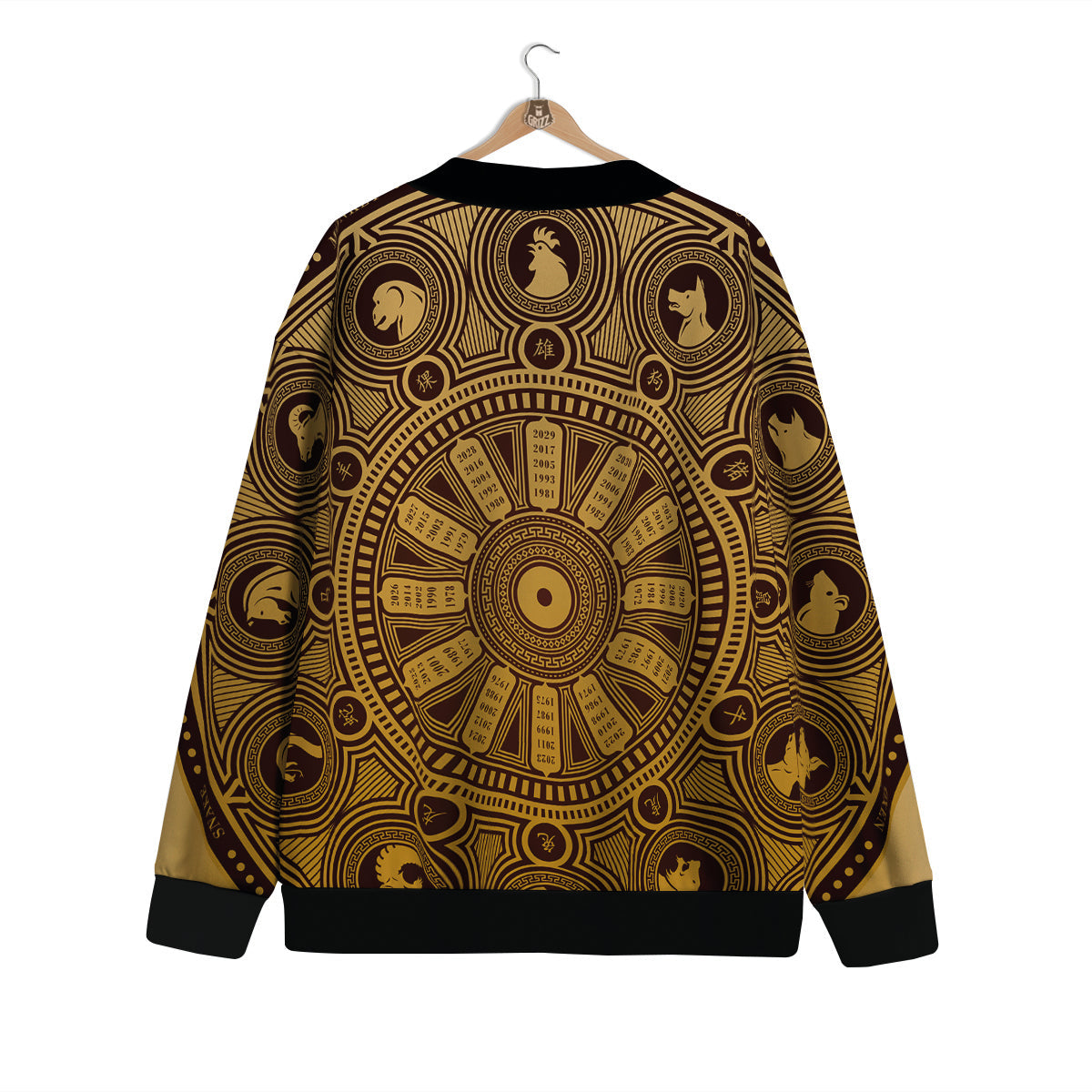 Calendar Signs Chinese Zodiac Print Cardigan-grizzshop