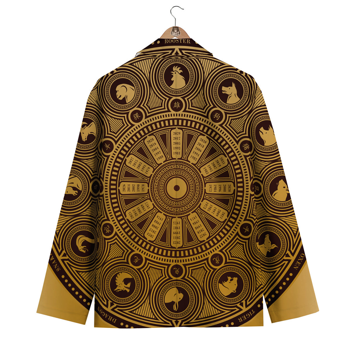 Calendar Signs Chinese Zodiac Print Men's Blazer-grizzshop