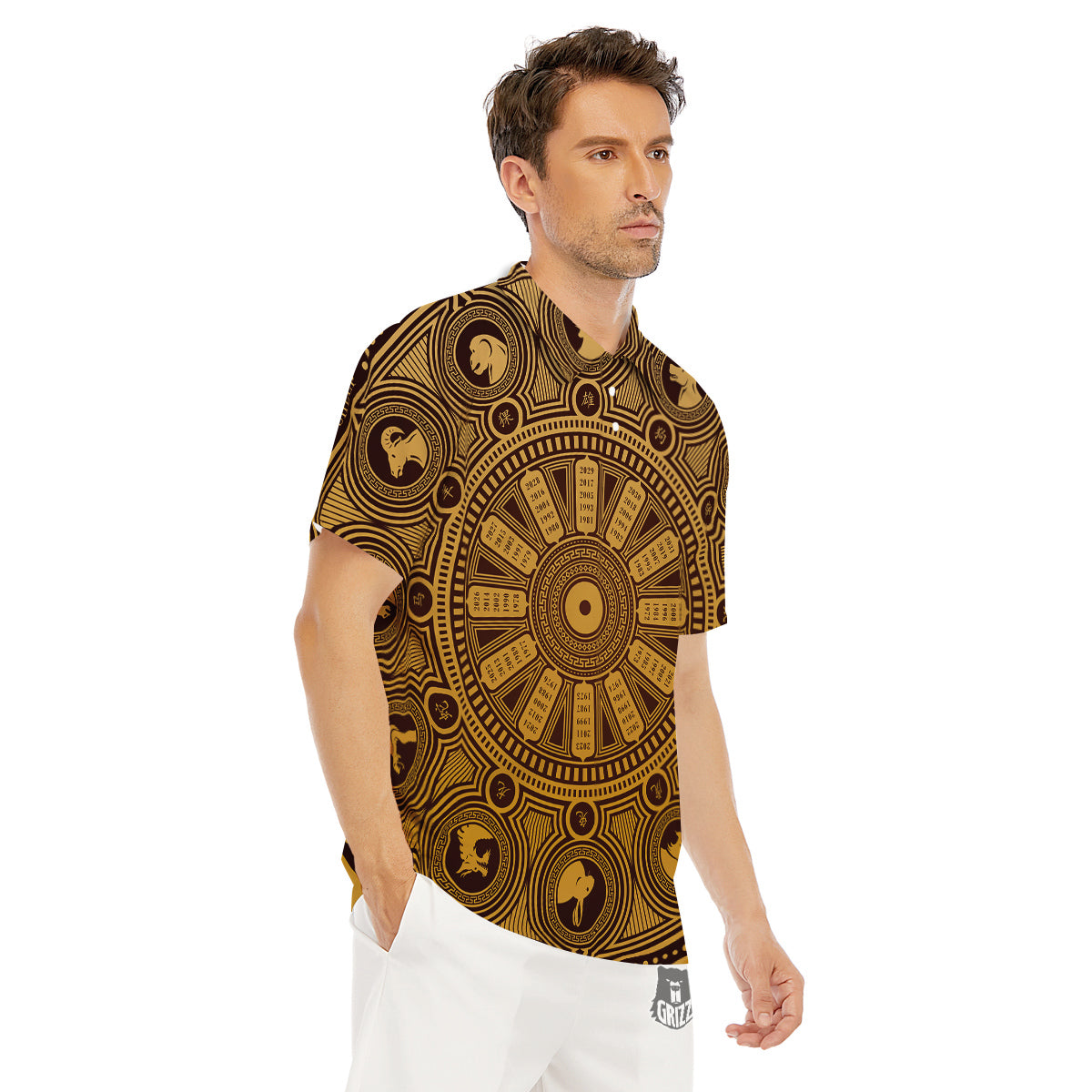 Calendar Signs Chinese Zodiac Print Men's Golf Shirts-grizzshop