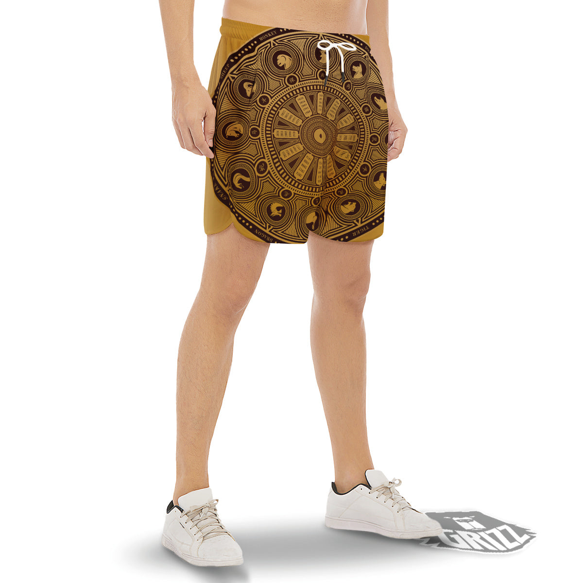 Calendar Signs Chinese Zodiac Print Men's Gym Shorts-grizzshop