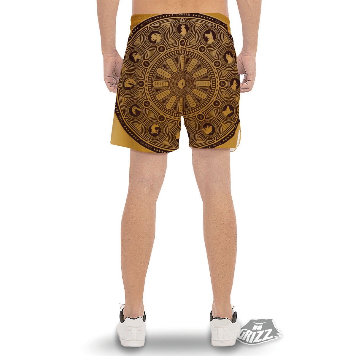 Calendar Signs Chinese Zodiac Print Men's Gym Shorts-grizzshop