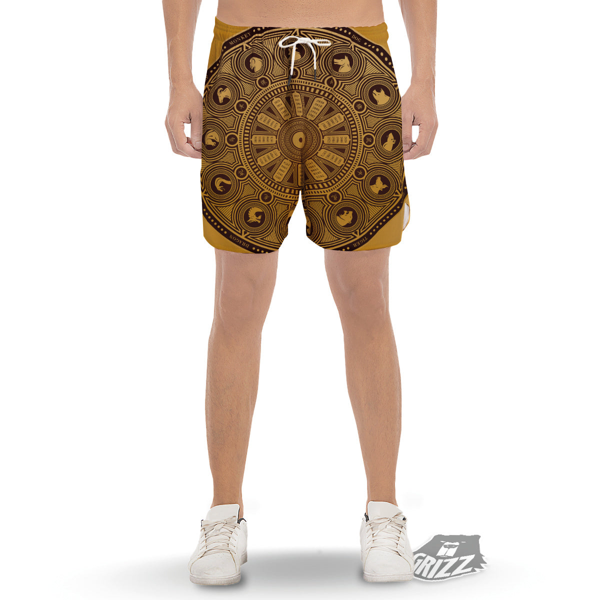 Calendar Signs Chinese Zodiac Print Men's Gym Shorts-grizzshop