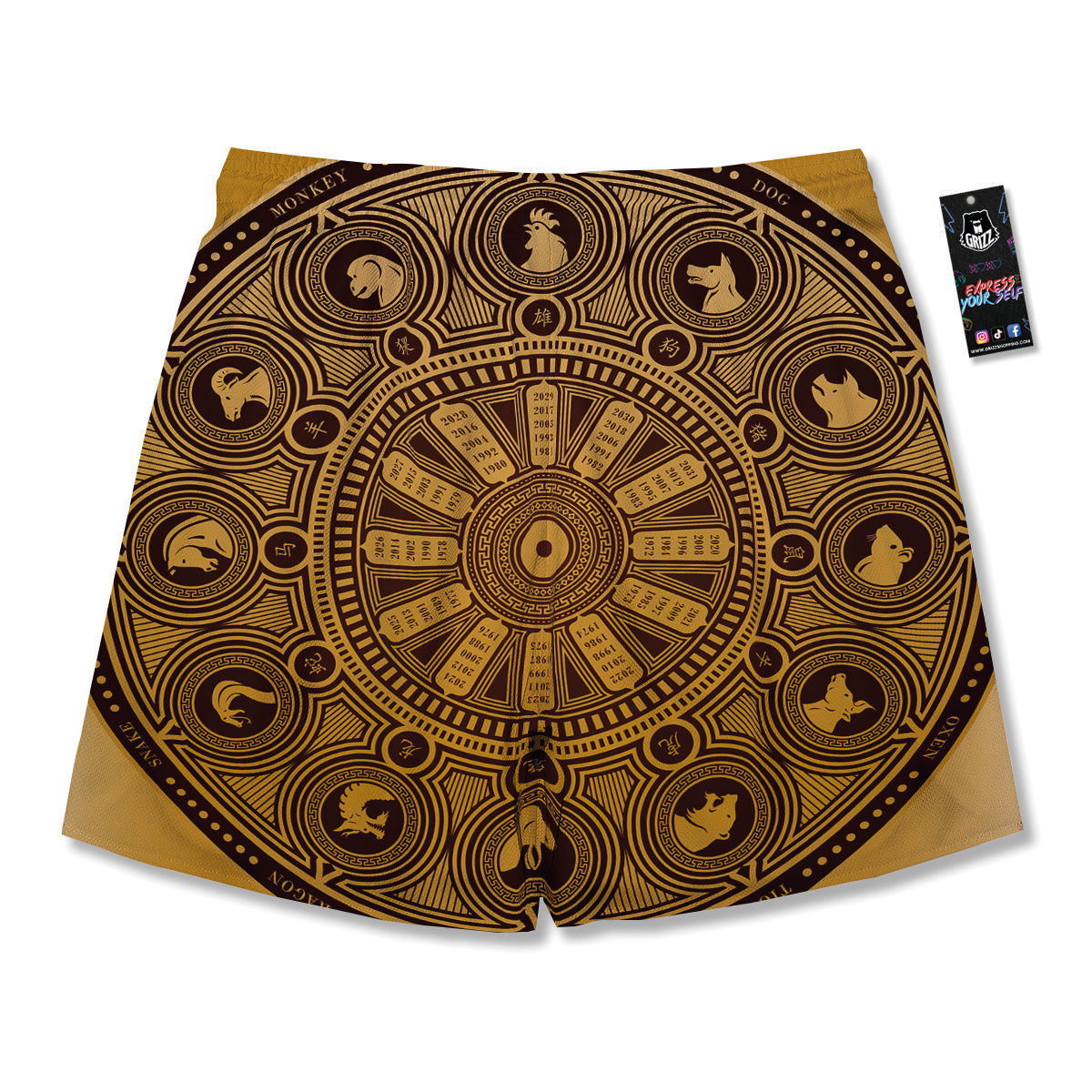 Calendar Signs Chinese Zodiac Print Men's Running Shorts-grizzshop