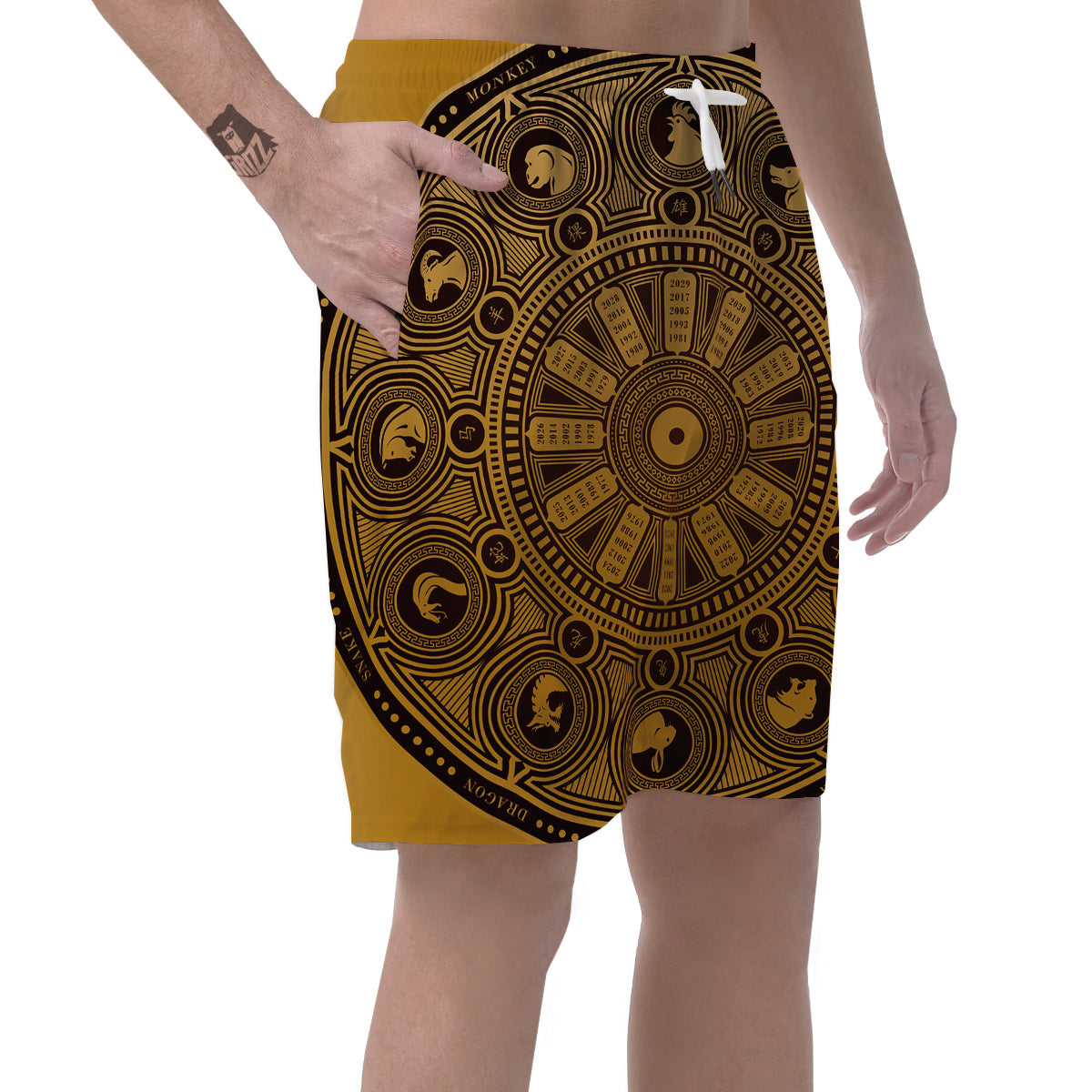 Calendar Signs Chinese Zodiac Print Men's Shorts-grizzshop