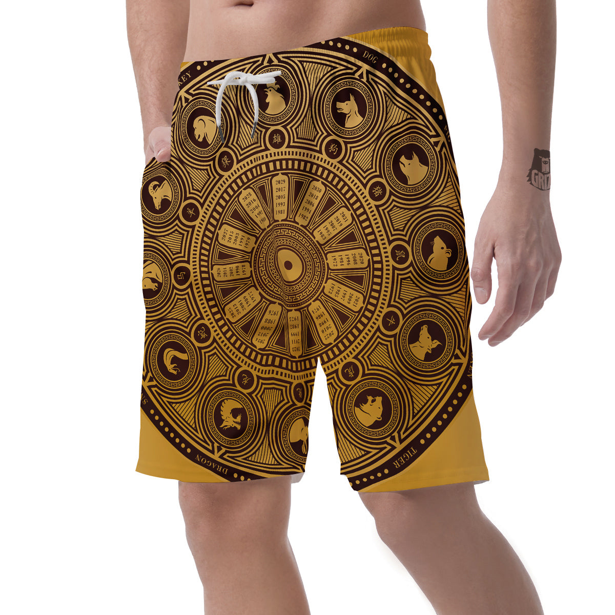 Calendar Signs Chinese Zodiac Print Men's Shorts-grizzshop