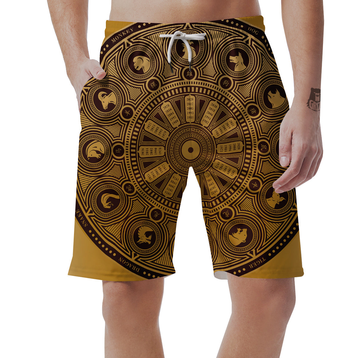 Calendar Signs Chinese Zodiac Print Men's Shorts-grizzshop