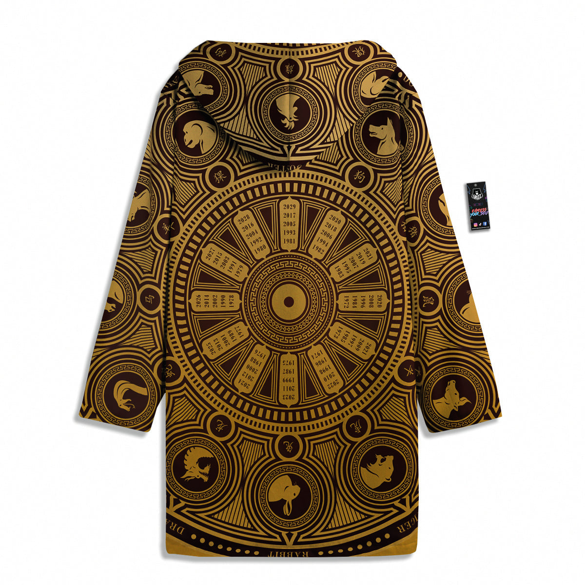 Calendar Signs Chinese Zodiac Print Men's Windbreaker Jacket-grizzshop
