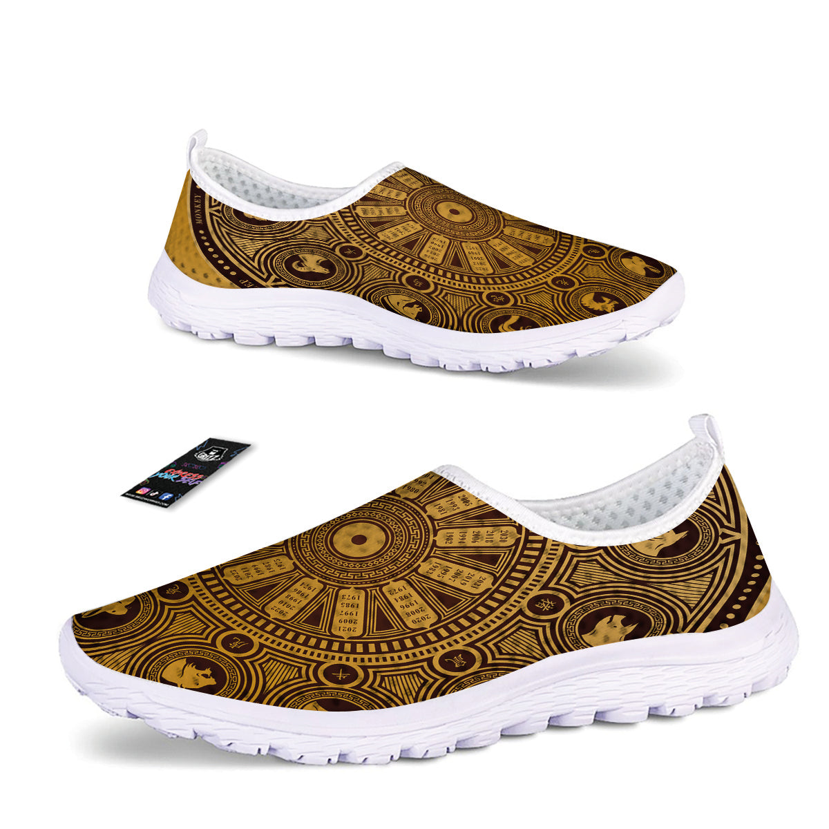 Calendar Signs Chinese Zodiac Print Nurse Shoes-grizzshop