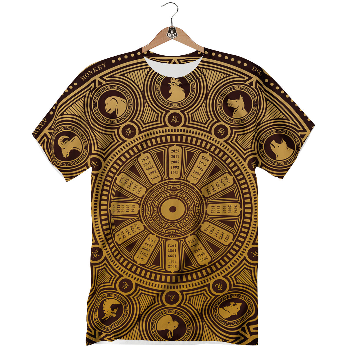 Calendar Signs Chinese Zodiac Print T-Shirt-grizzshop