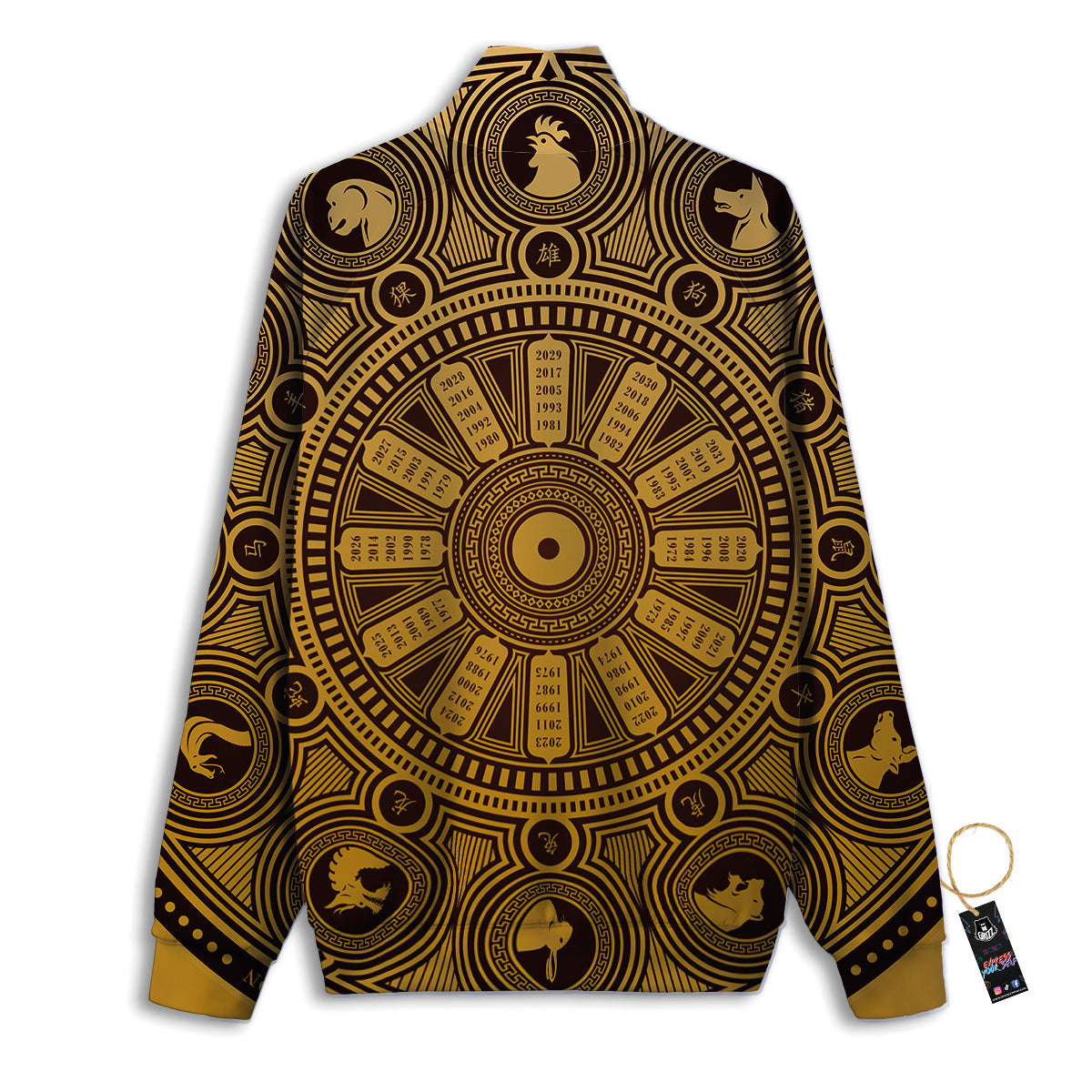 Calendar Signs Chinese Zodiac Print Track Jacket-grizzshop