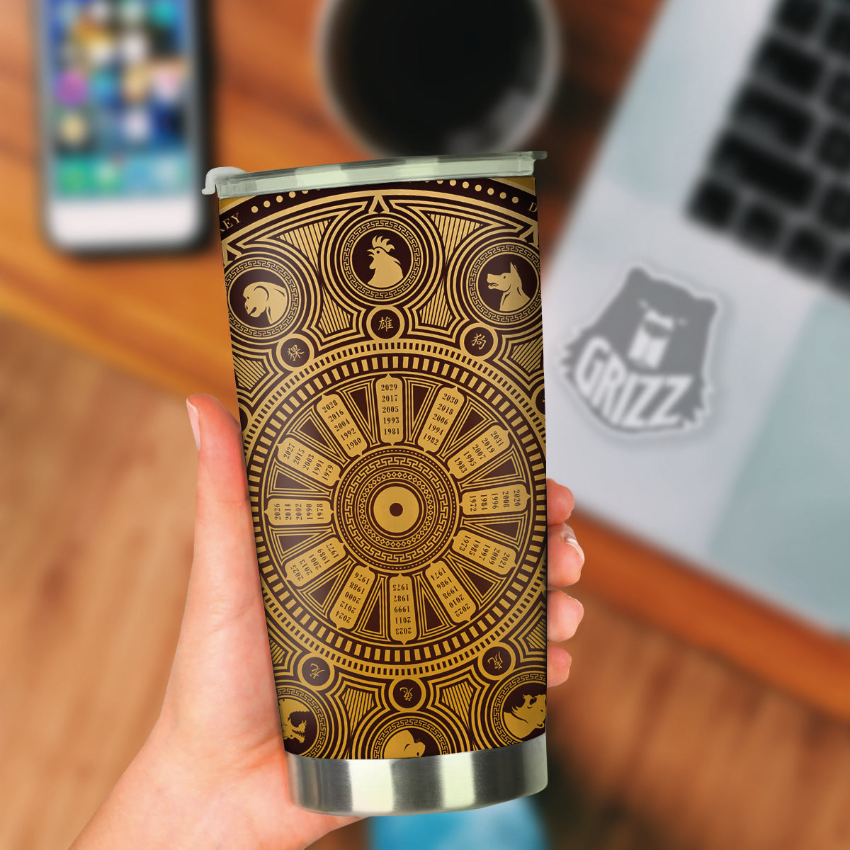 Calendar Signs Chinese Zodiac Print Tumbler-grizzshop