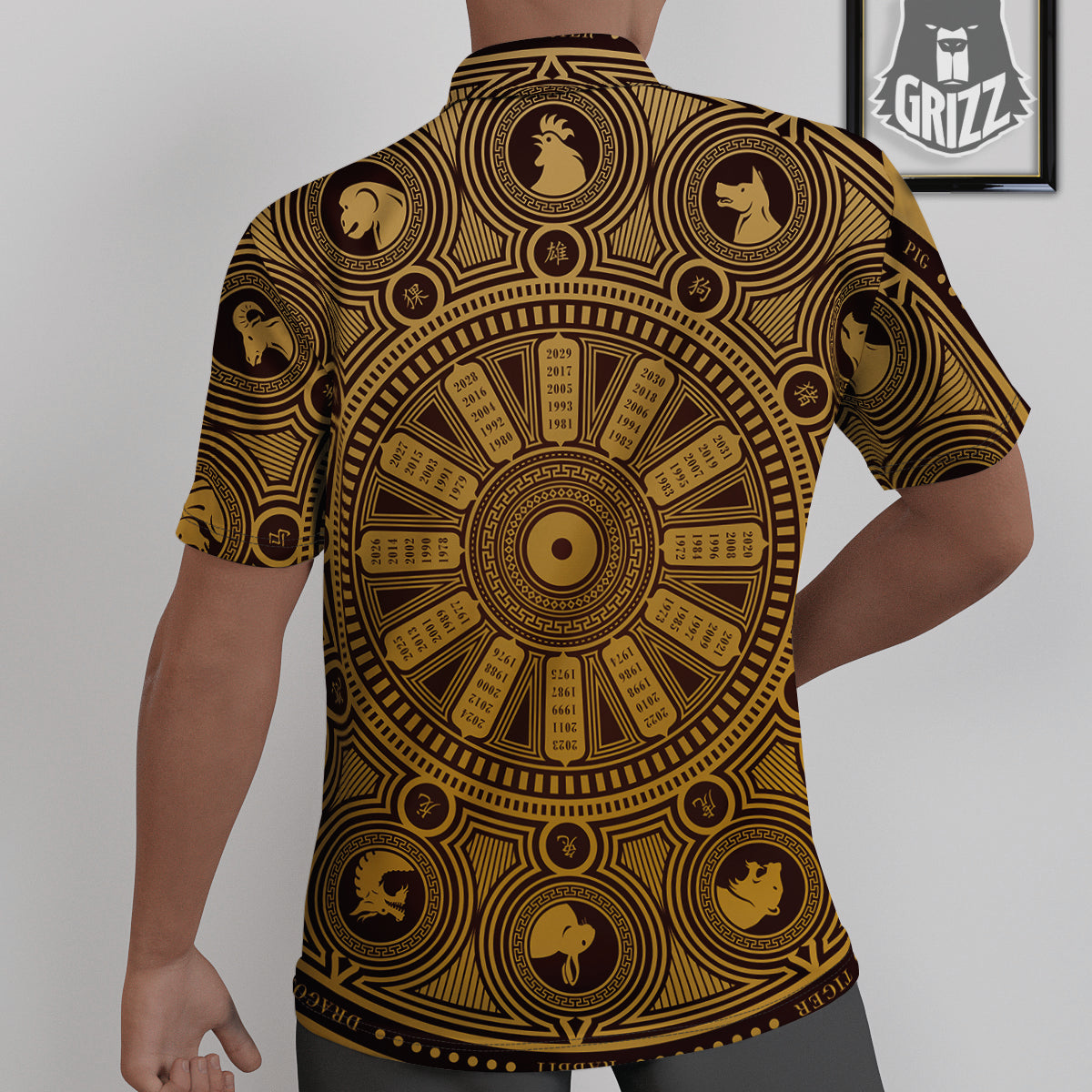 Calendar Signs Chinese Zodiac Print Untucked Shirts-grizzshop