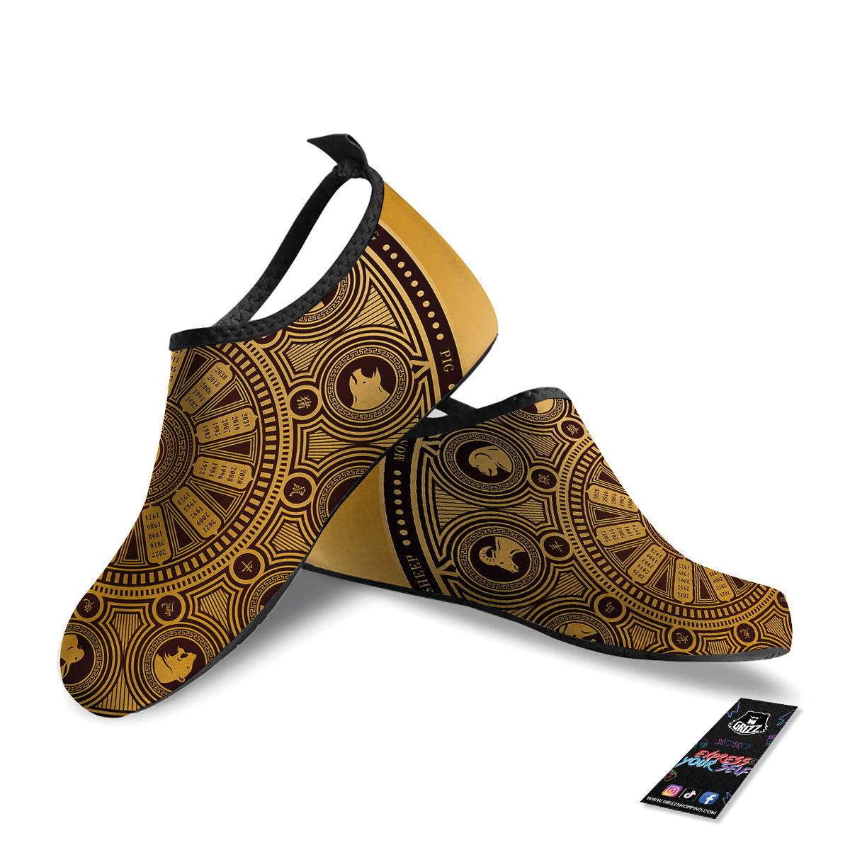 Calendar Signs Chinese Zodiac Print Water Shoes-grizzshop