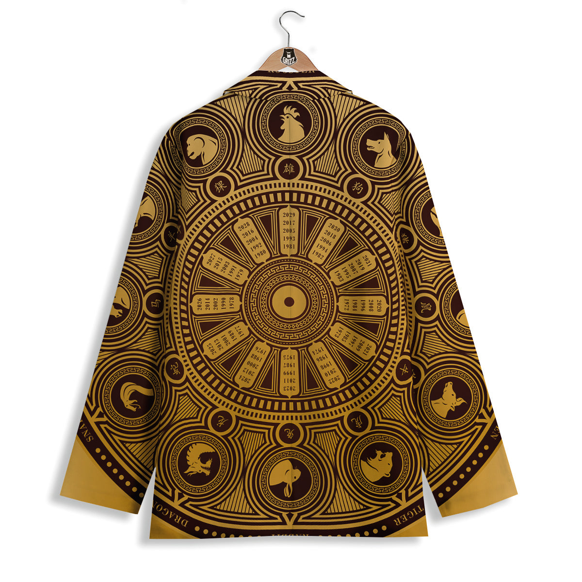 Calendar Signs Chinese Zodiac Print Women's Blazer-grizzshop
