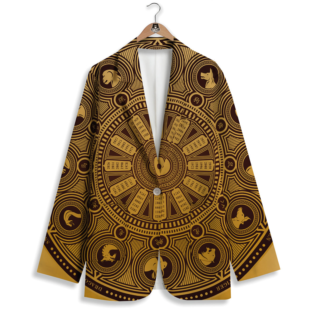 Calendar Signs Chinese Zodiac Print Women's Blazer-grizzshop