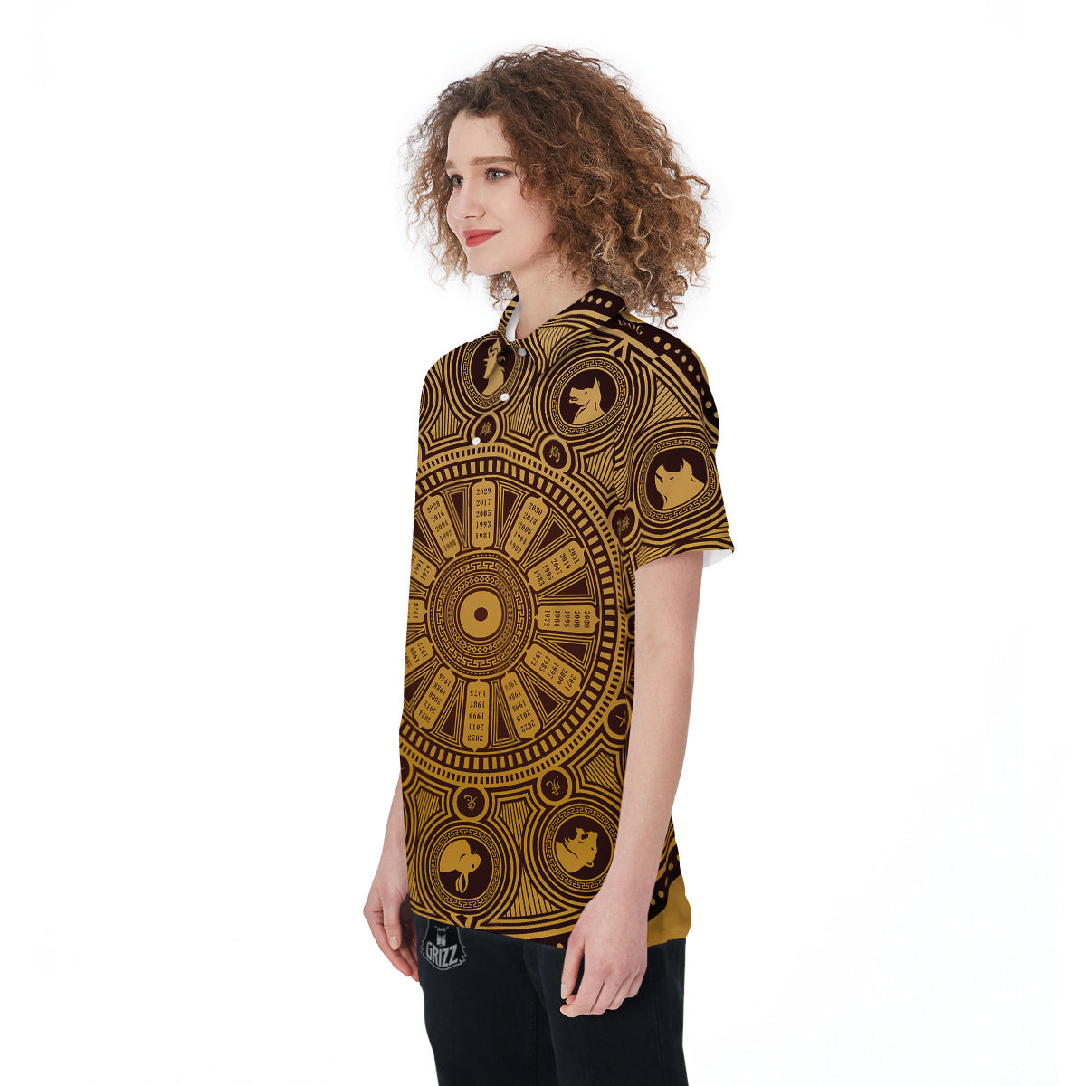 Calendar Signs Chinese Zodiac Print Women's Golf Shirts-grizzshop
