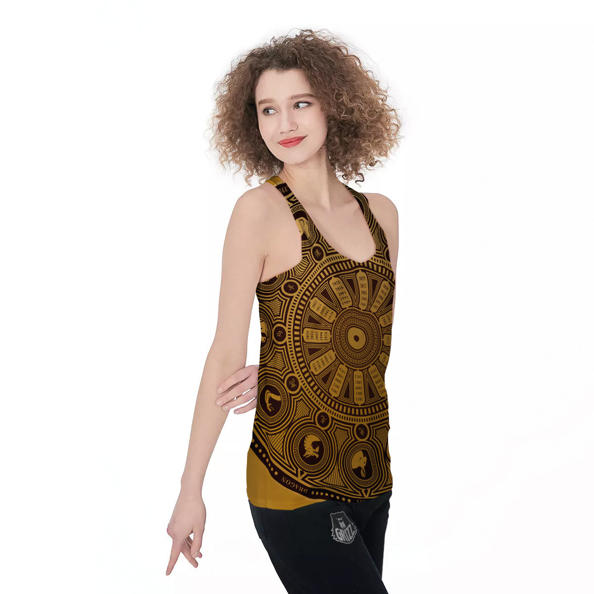 Calendar Signs Chinese Zodiac Print Women's Racerback Tank Top-grizzshop