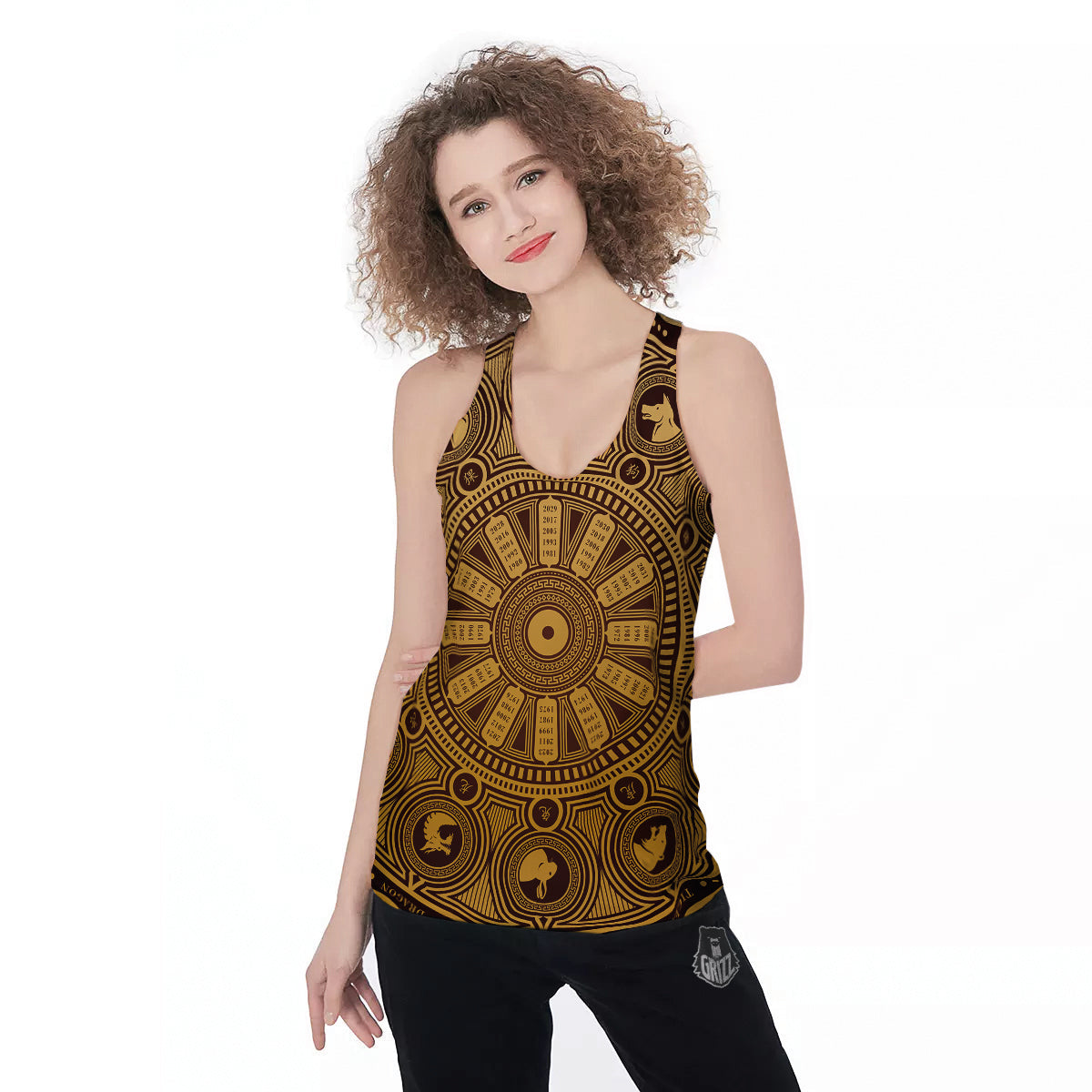Calendar Signs Chinese Zodiac Print Women's Racerback Tank Top-grizzshop