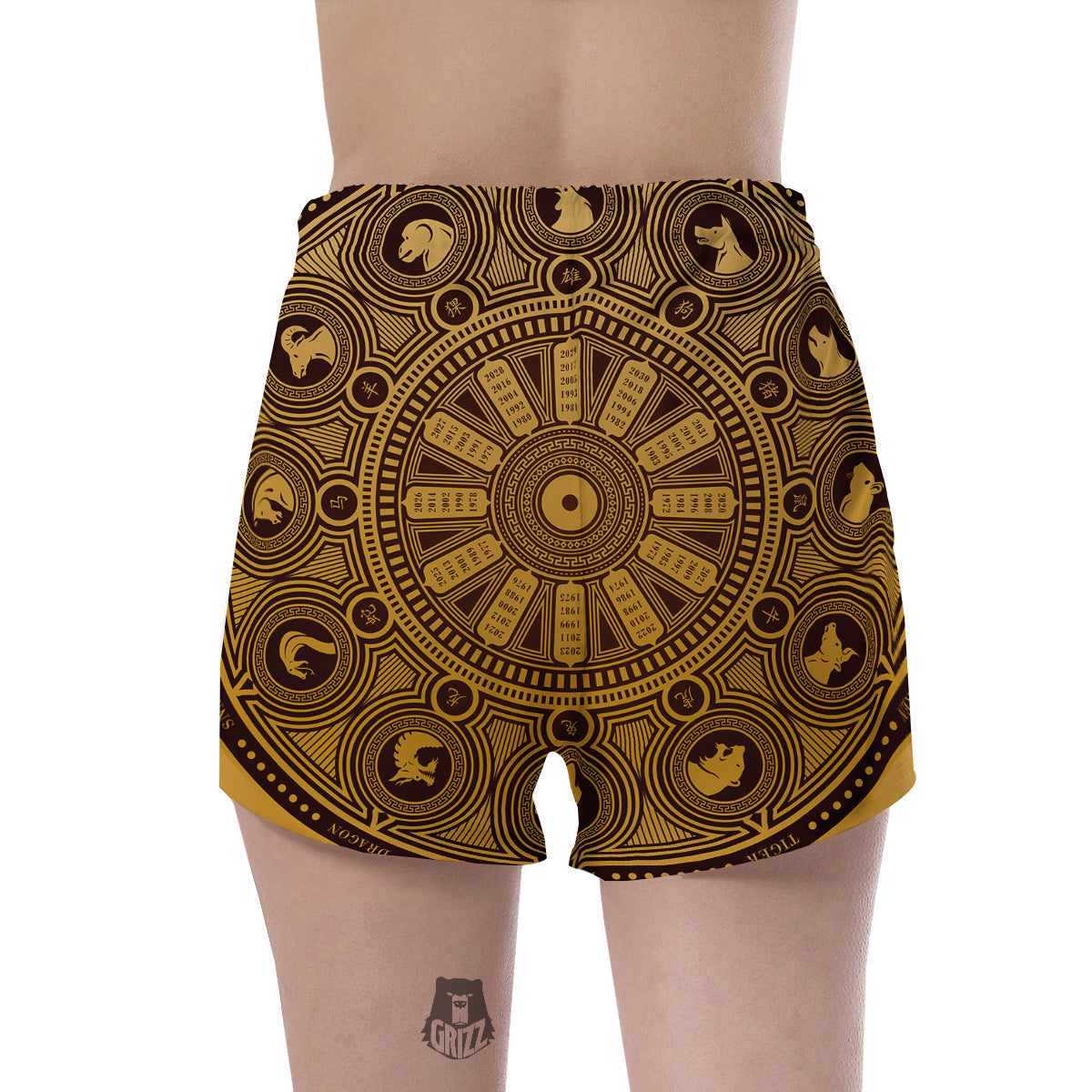 Calendar Signs Chinese Zodiac Print Women's Shorts-grizzshop
