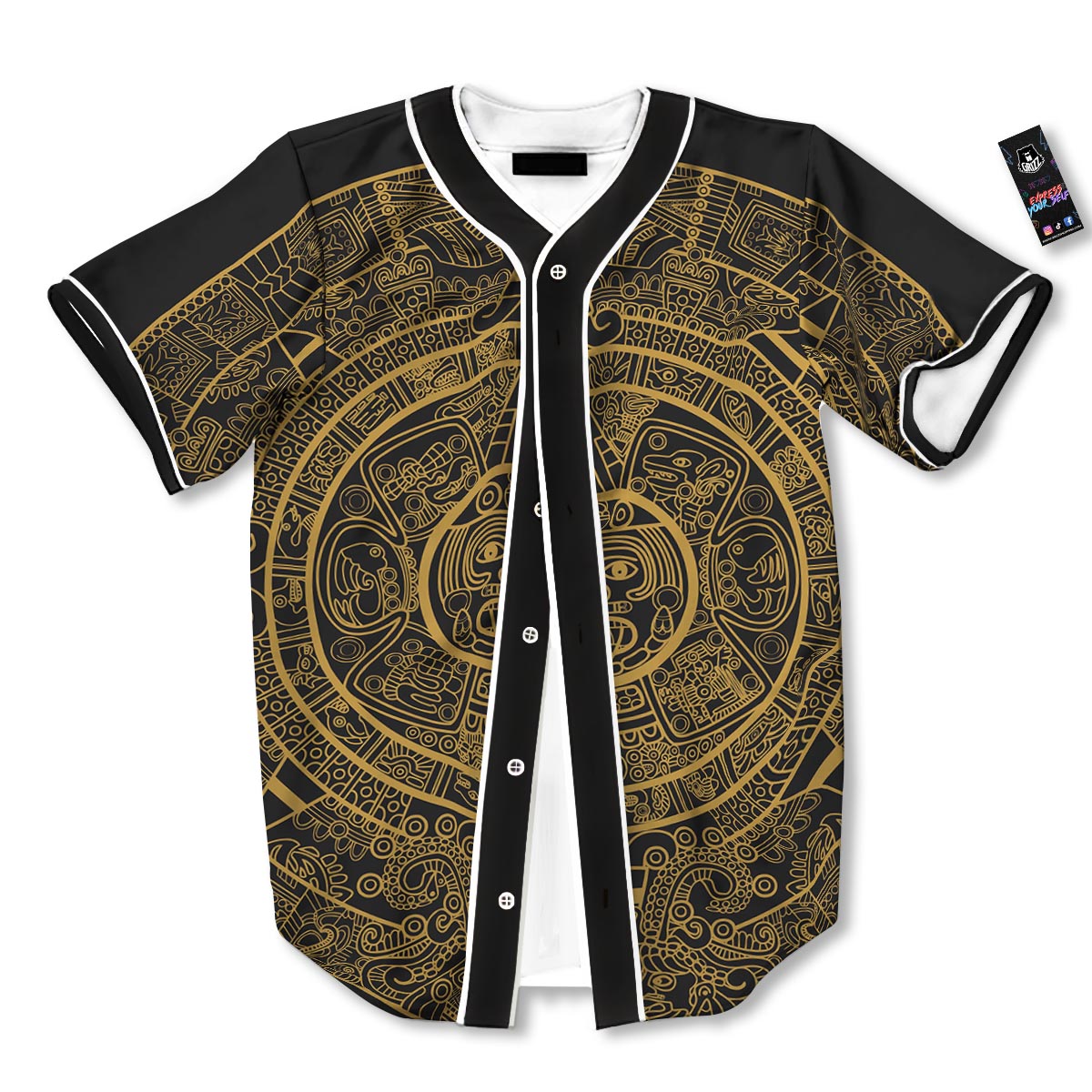 Calendar Tribal Maya Print Baseball Jersey-grizzshop
