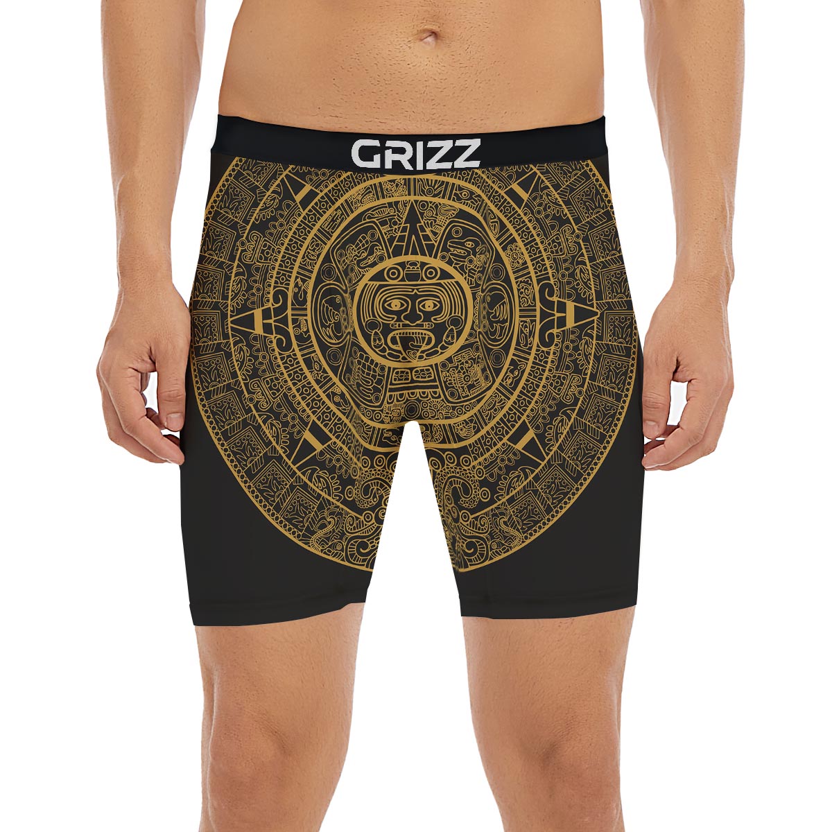 Calendar Tribal Maya Print Boxer Briefs-grizzshop