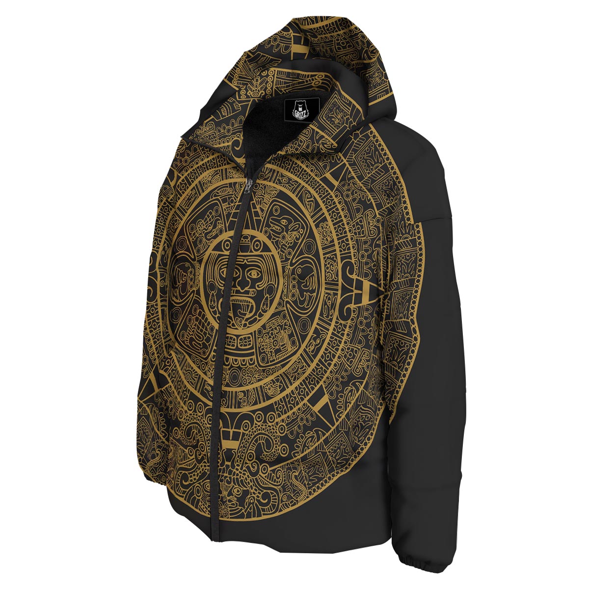 Calendar Tribal Maya Print Down Jacket-grizzshop