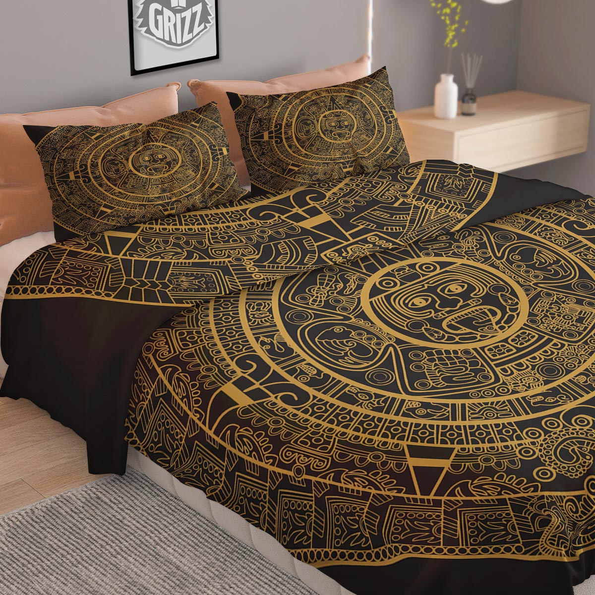 Calendar Tribal Maya Print Duvet Cover Bedding Set