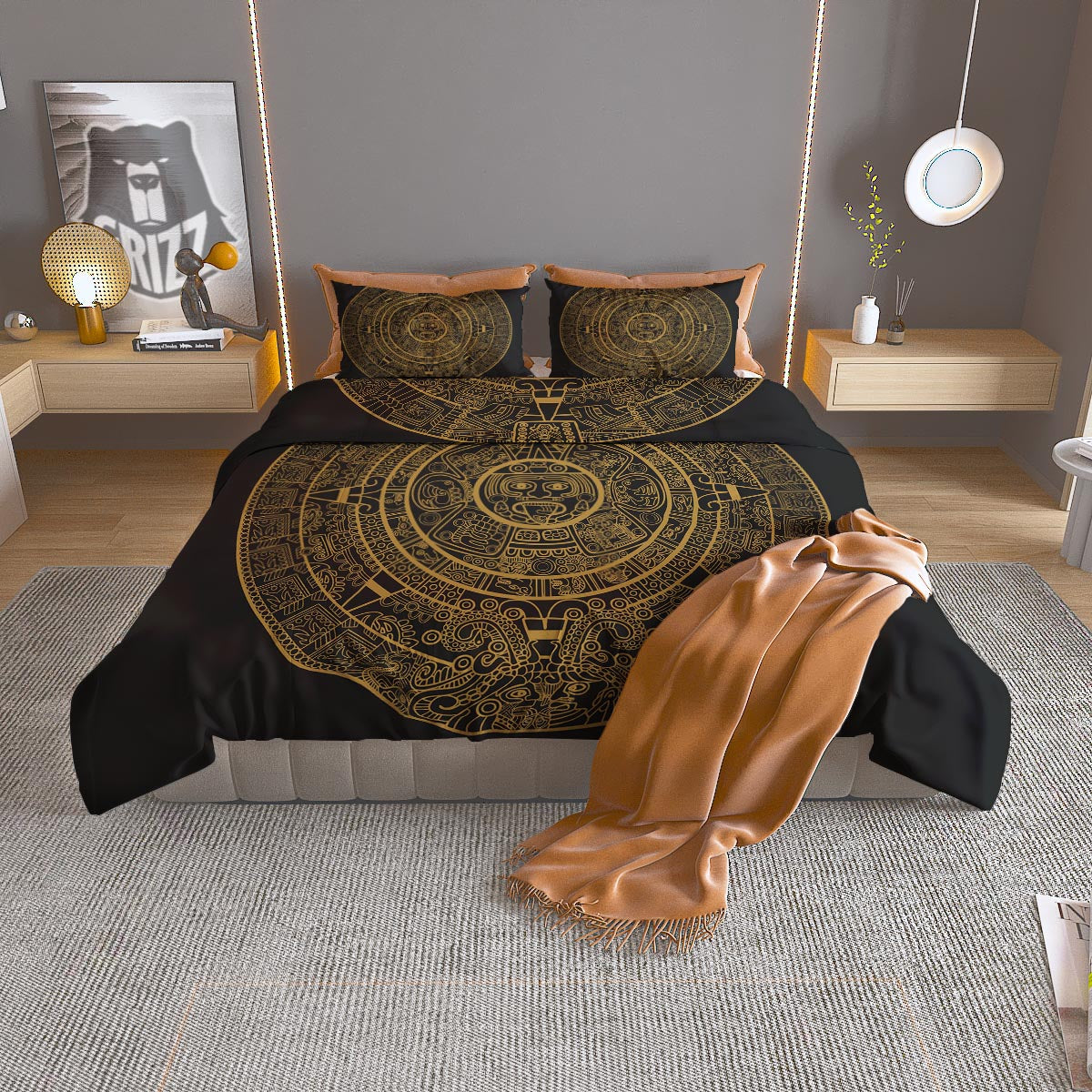 Calendar Tribal Maya Print Duvet Cover Bedding Set