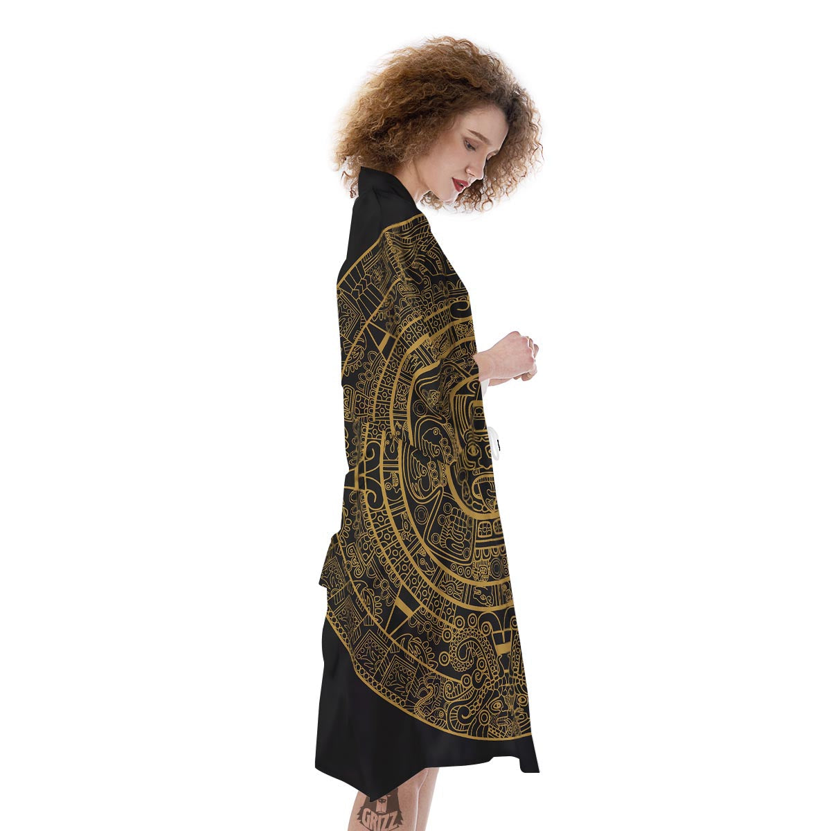 Calendar Tribal Maya Print Kimono-grizzshop