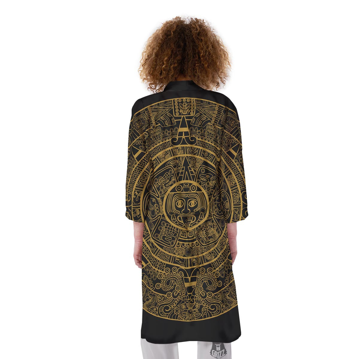 Calendar Tribal Maya Print Kimono-grizzshop