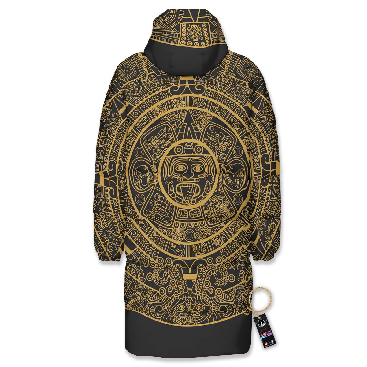 Calendar Tribal Maya Print Long Down Jacket-grizzshop