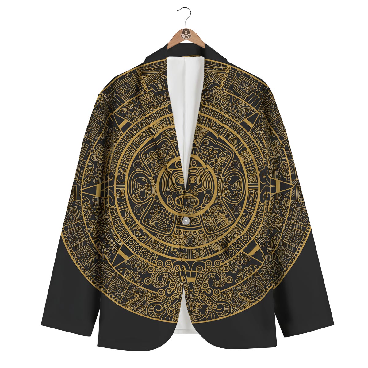 Calendar Tribal Maya Print Men's Blazer-grizzshop