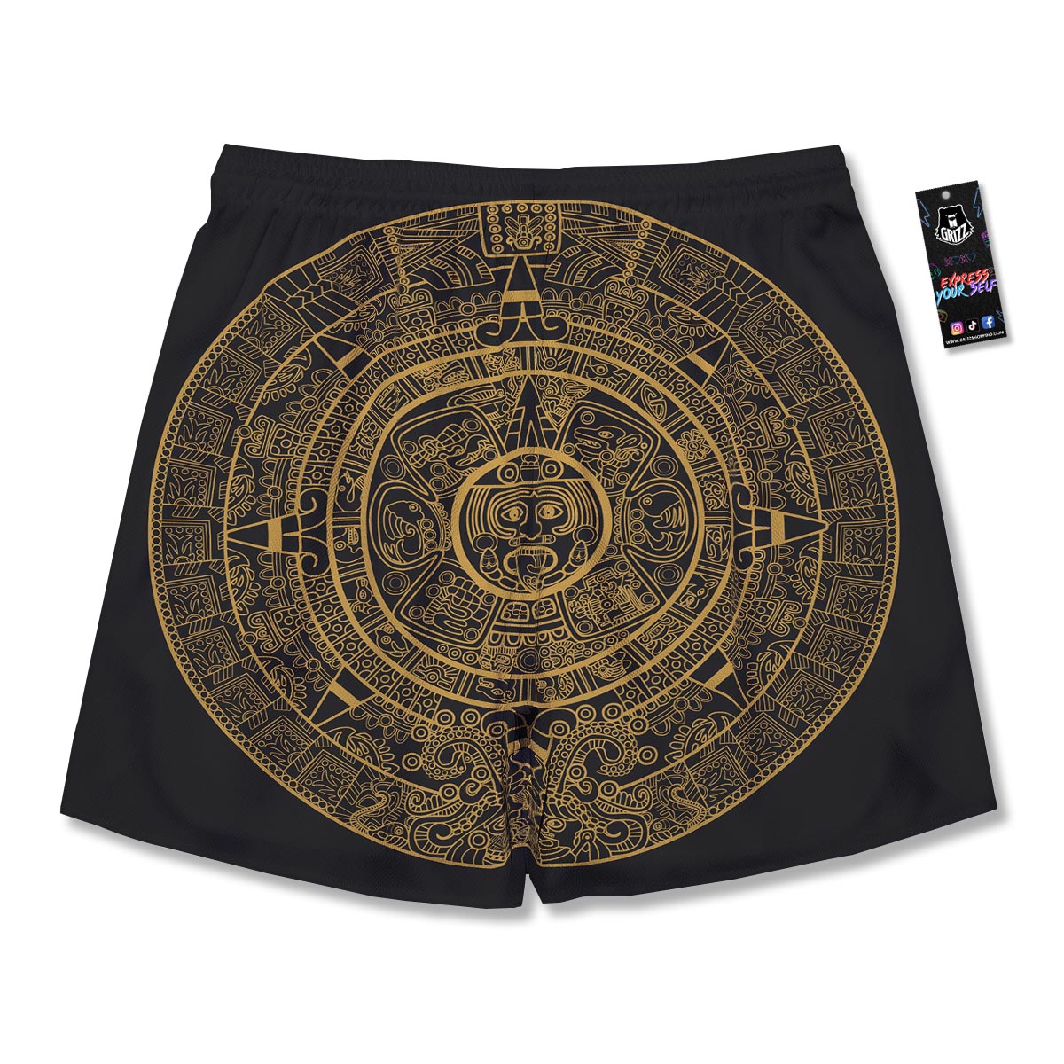Calendar Tribal Maya Print Men's Running Shorts-grizzshop
