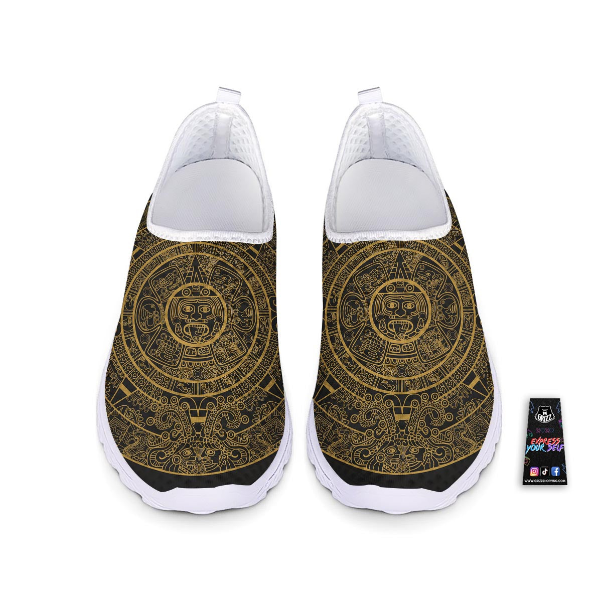 Calendar Tribal Maya Print Nurse Shoes-grizzshop