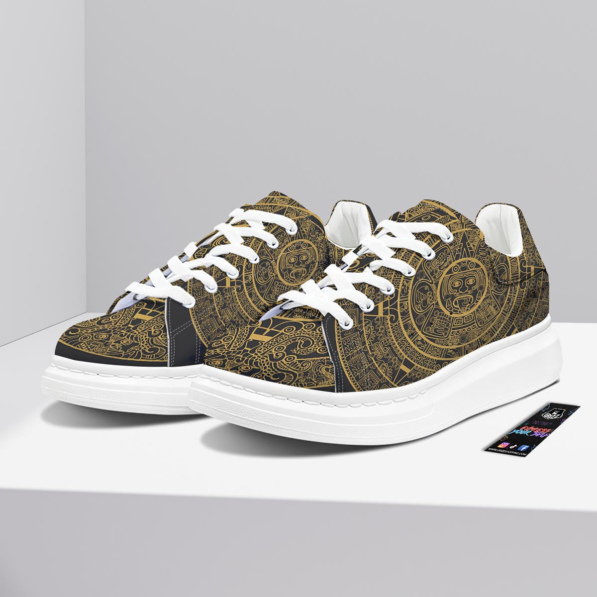 Calendar Tribal Maya Print Platform Shoes-grizzshop