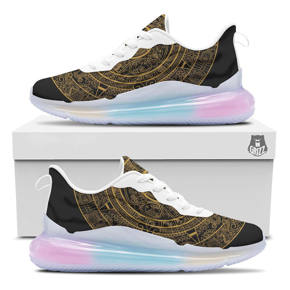 Calendar Tribal Maya Print Running Sneakers-grizzshop
