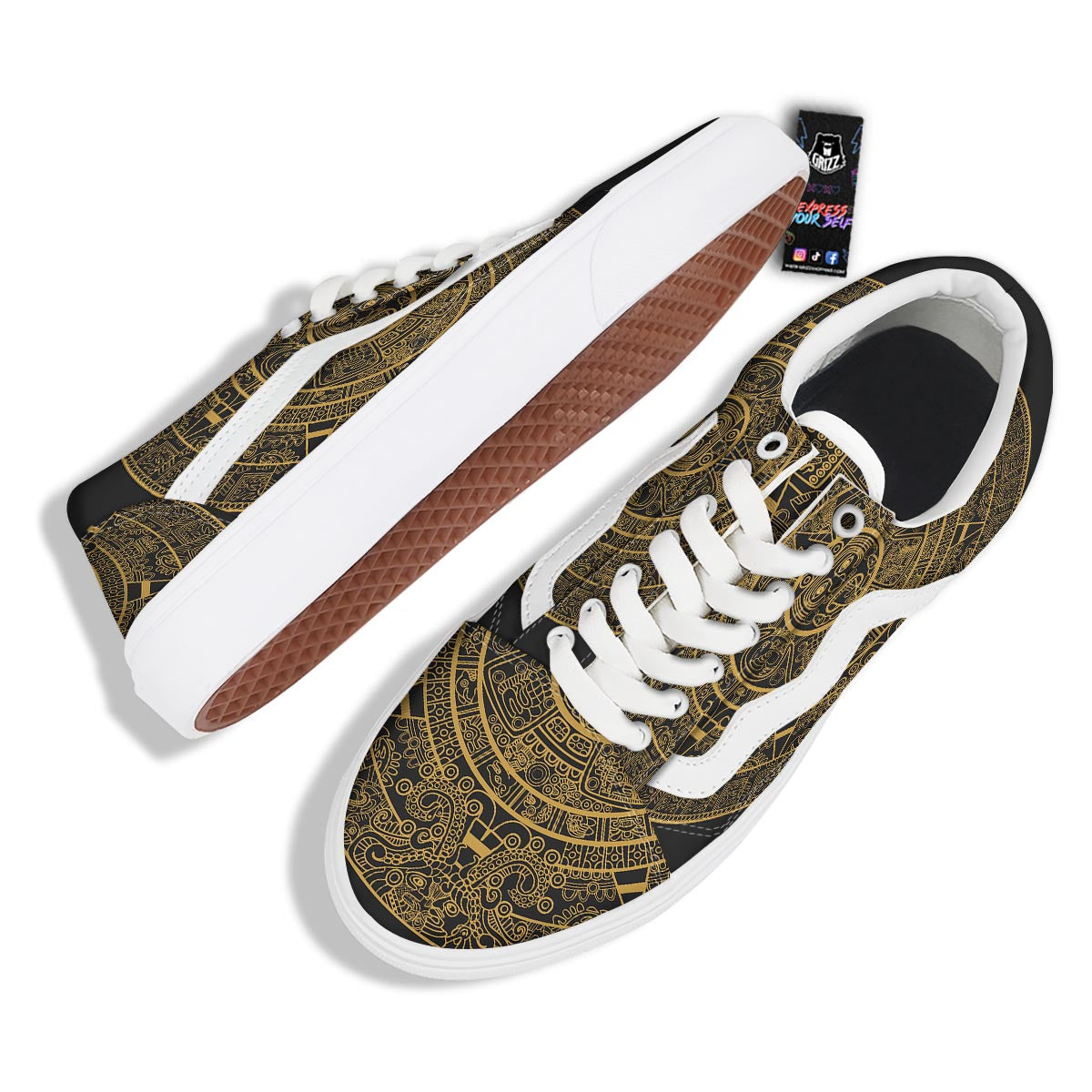Calendar Tribal Maya Print Skate Shoes-grizzshop