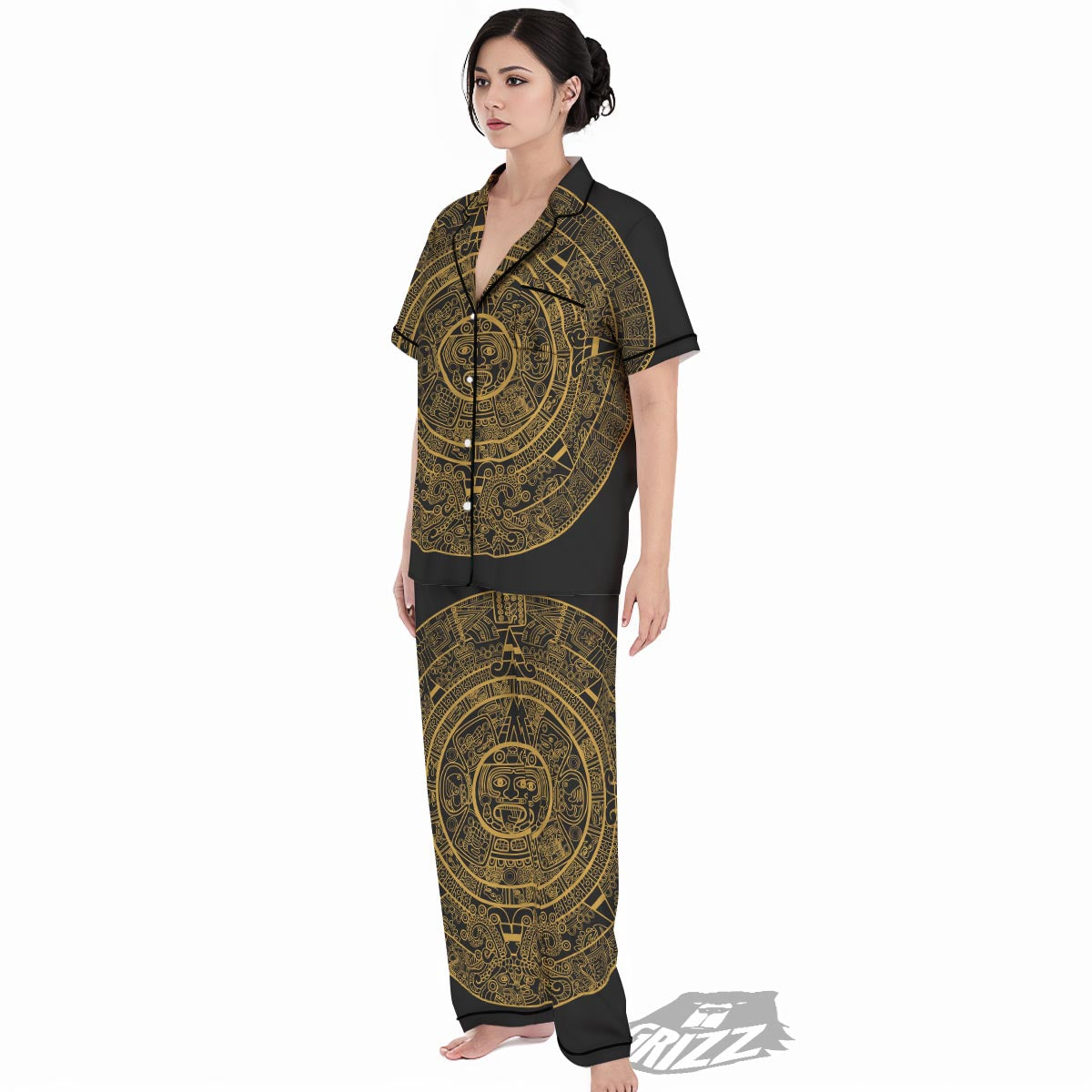 Calendar Tribal Maya Print Women's Pajamas Set-grizzshop
