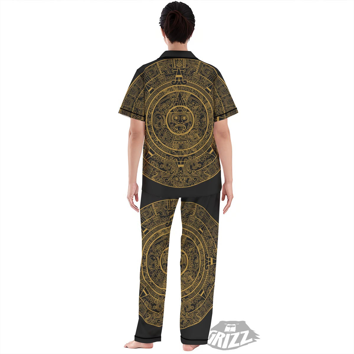 Calendar Tribal Maya Print Women's Pajamas Set-grizzshop